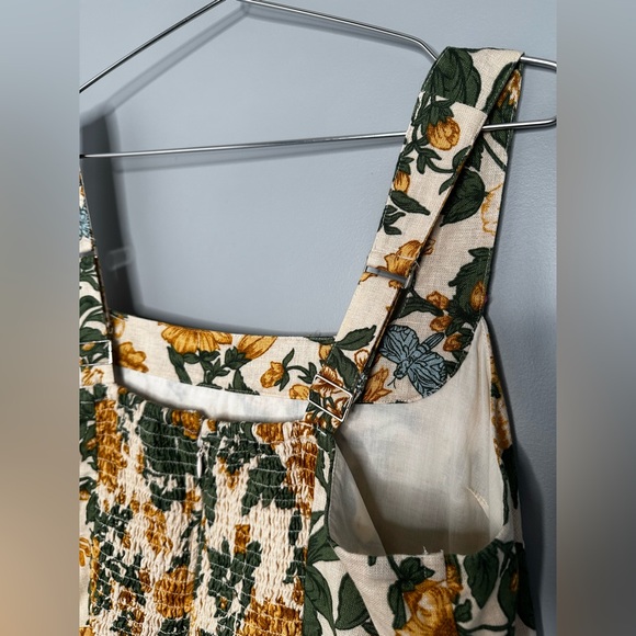 Orange Yellow with Blue Accent Linen Sundress - Picture 12 of 16